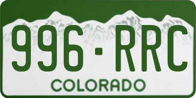 CO license plate 996RRC