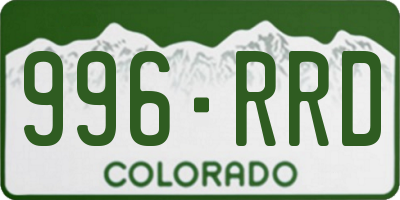 CO license plate 996RRD