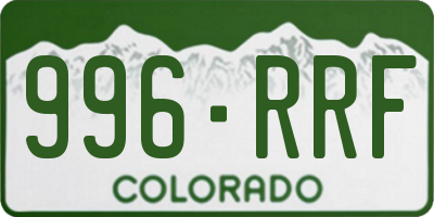 CO license plate 996RRF