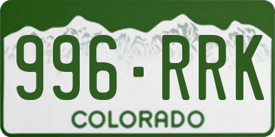 CO license plate 996RRK