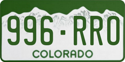 CO license plate 996RRO