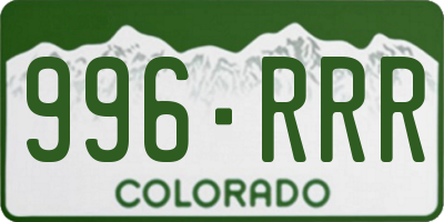CO license plate 996RRR