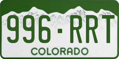 CO license plate 996RRT
