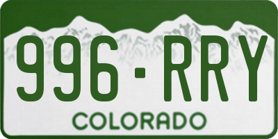 CO license plate 996RRY