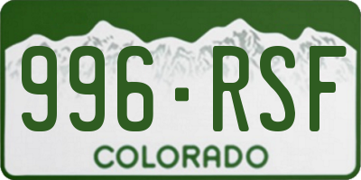 CO license plate 996RSF