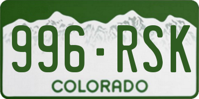 CO license plate 996RSK