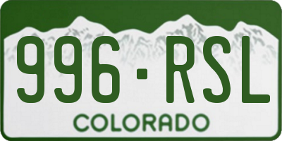 CO license plate 996RSL