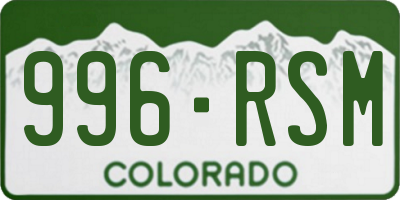 CO license plate 996RSM