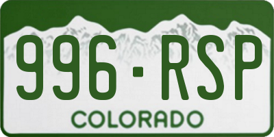 CO license plate 996RSP
