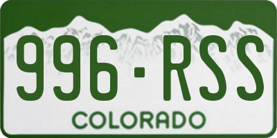 CO license plate 996RSS