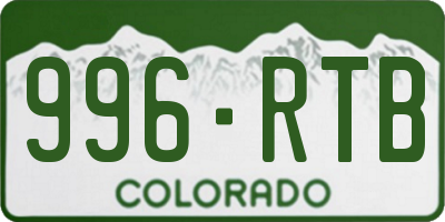 CO license plate 996RTB