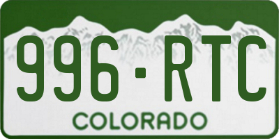 CO license plate 996RTC
