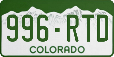 CO license plate 996RTD