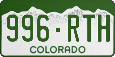 CO license plate 996RTH