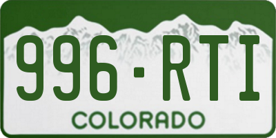 CO license plate 996RTI