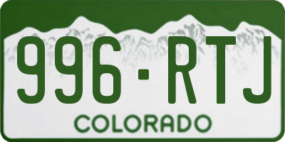 CO license plate 996RTJ