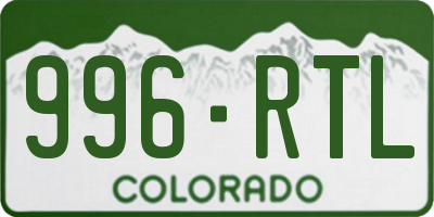 CO license plate 996RTL