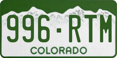 CO license plate 996RTM