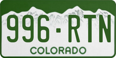 CO license plate 996RTN