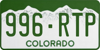 CO license plate 996RTP