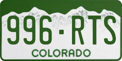 CO license plate 996RTS