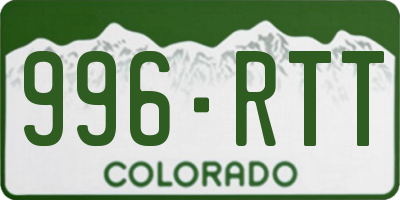 CO license plate 996RTT