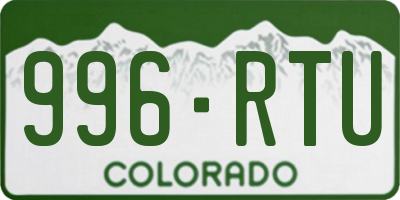 CO license plate 996RTU