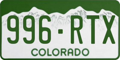 CO license plate 996RTX