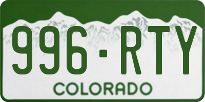 CO license plate 996RTY
