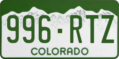 CO license plate 996RTZ