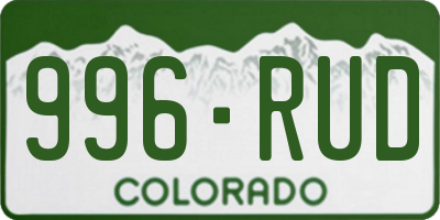 CO license plate 996RUD