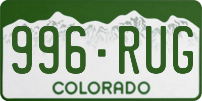 CO license plate 996RUG