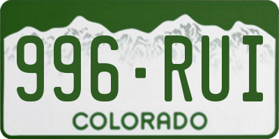 CO license plate 996RUI