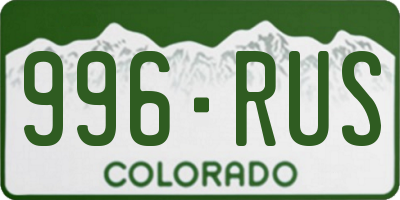 CO license plate 996RUS