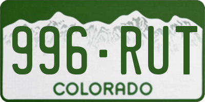 CO license plate 996RUT