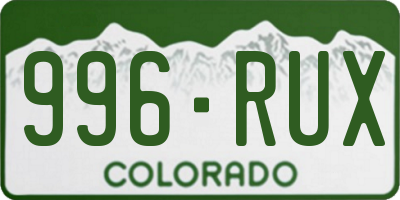 CO license plate 996RUX