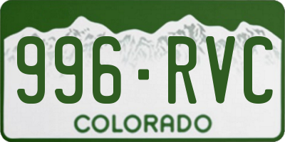 CO license plate 996RVC