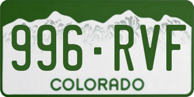 CO license plate 996RVF