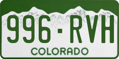 CO license plate 996RVH