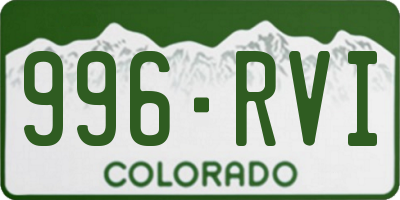 CO license plate 996RVI