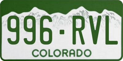 CO license plate 996RVL