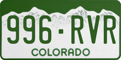 CO license plate 996RVR