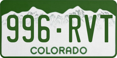 CO license plate 996RVT