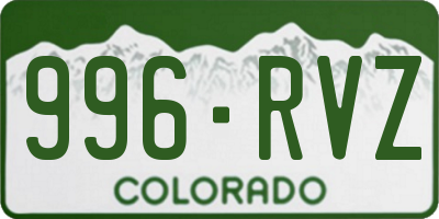 CO license plate 996RVZ
