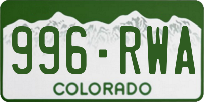 CO license plate 996RWA