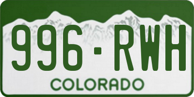 CO license plate 996RWH