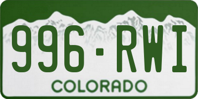 CO license plate 996RWI