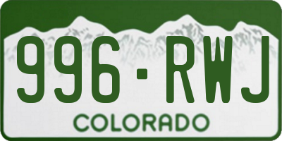 CO license plate 996RWJ