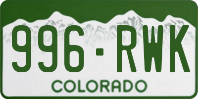 CO license plate 996RWK
