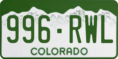 CO license plate 996RWL